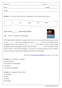 Atividade de português: Pronomes – 6º ano Atividade de português: Pronomes - 6º ano