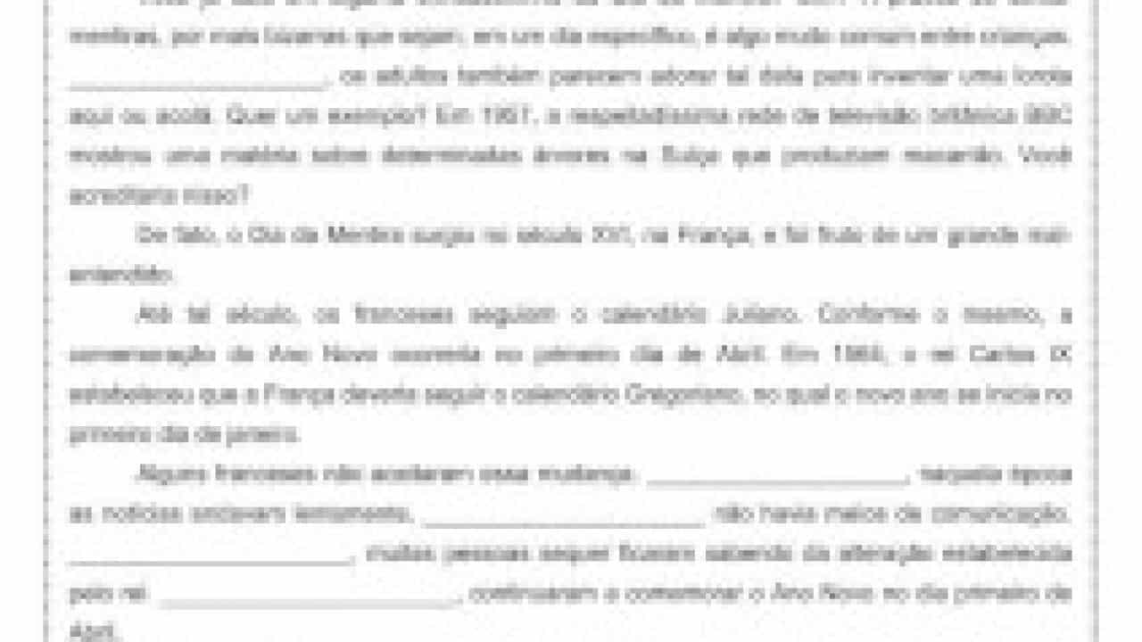 Interpretação De Texto Com Conjunções E Gabarito