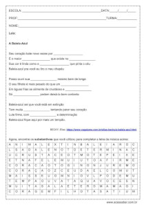 Atividade de português: Complete com substantivos - 7º ano