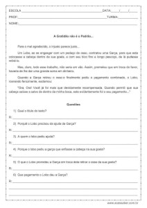 Interpretação de texto: A gratidão não é o Padrão… – 3º ou 4º ano Interpretação de texto: A gratidão não é o Padrão... - 3º ou 4º ano