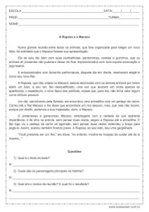 Interpretação de texto: A Raposa e o Macaco – 3º ou 4º ano Interpretação de texto: A Raposa e o Macaco - 3º ou 4º ano