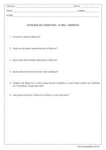 Atividade de português: Período Barroco - 9º ano
