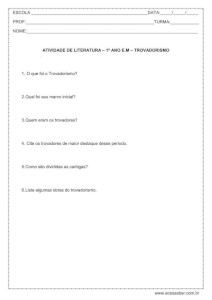 Atividade de literatura: Trovadorismo - 1º ano do ensino médio