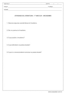 Atividade de literatura: Arcadismo - 1º ano do ensino médio