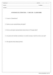 Atividade de literatura: Classicismo - 1º ano do ensino médio