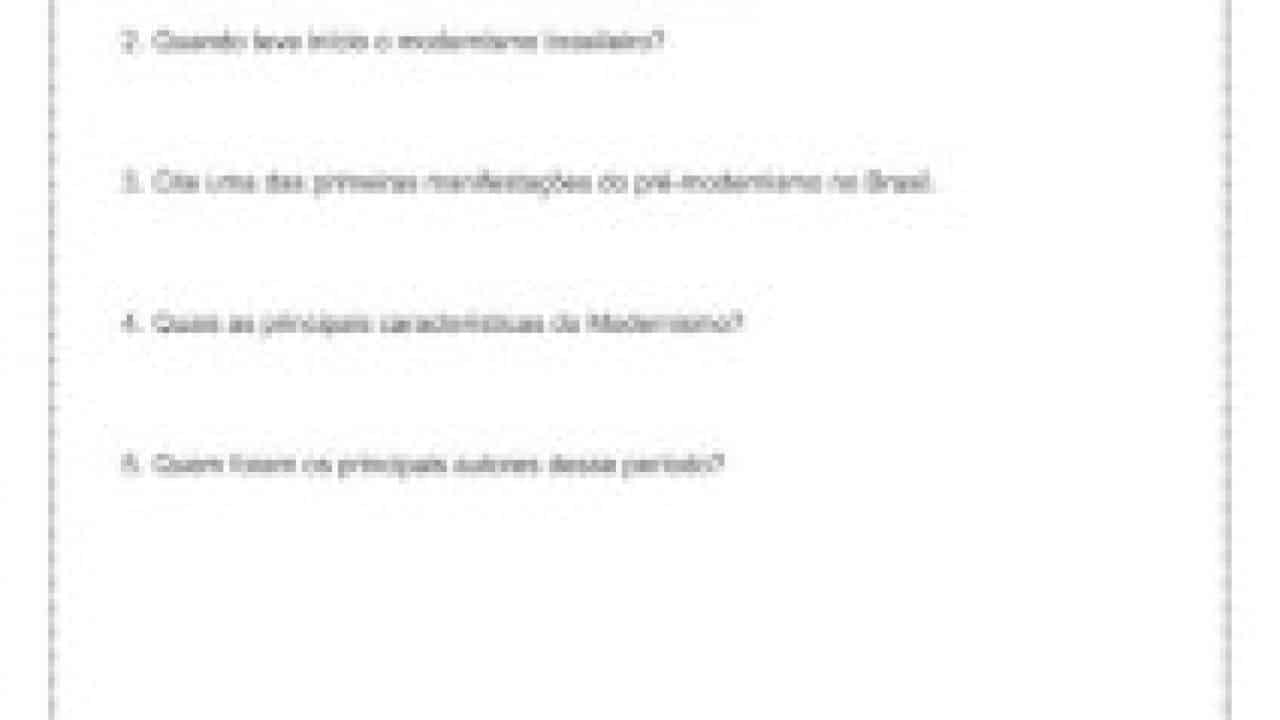 Lista de Exercícios sobre a segunda fase do Modernismo no Brasil