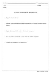 Atividade de português: Quinhentismo - 9º ano