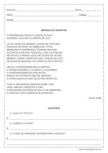 Interpretação de texto: Morada do inventor – 2º ou 3º ano Interpretação de texto: Morada do inventor - 2º ou 3º ano