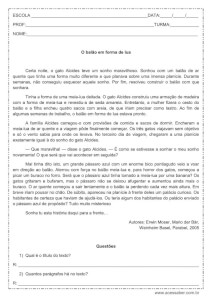 Interpretação de texto: O balão em forma de lua - 5º ou 6º ano