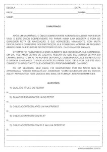 Interpretação de texto: O náufrago – 3º ou 4º ano Interpretação de texto: O náufrago - 3º ou 4º ano