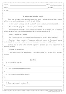 Interpretação de texto: O pássaro que enganou o gato – 3º ou 4º ano Interpretação de texto: O pássaro que enganou o gato - 3º ou 4º ano