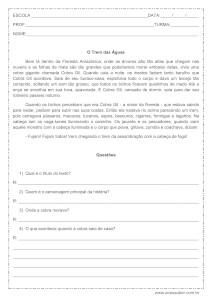 Interpretação de texto: O trem das águas – 4º ou 5º ano Interpretação de texto: O trem das águas - 4º ou 5º ano