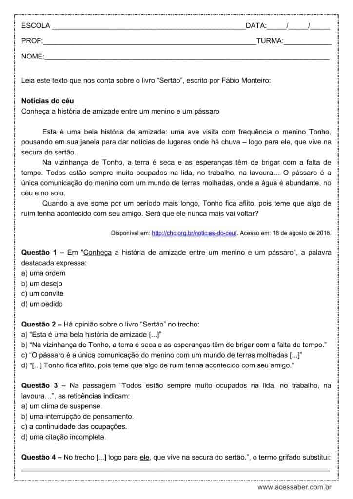 Exercicio de Portugues, PDF, Comunicação