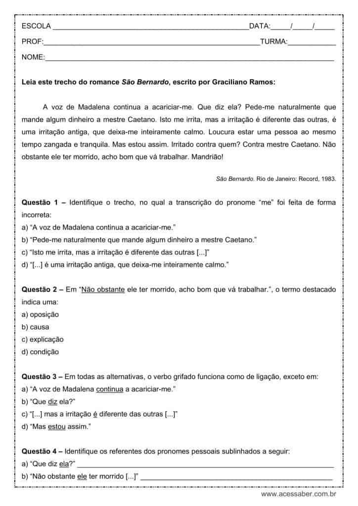 Atividades Diversas, PDF, Pronome