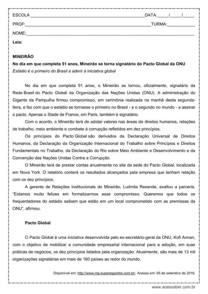 Atividade de português: Travessão duplo – 1º ano do ensino médio Atividade de português: Travessão duplo - 1º ano do ensino médio