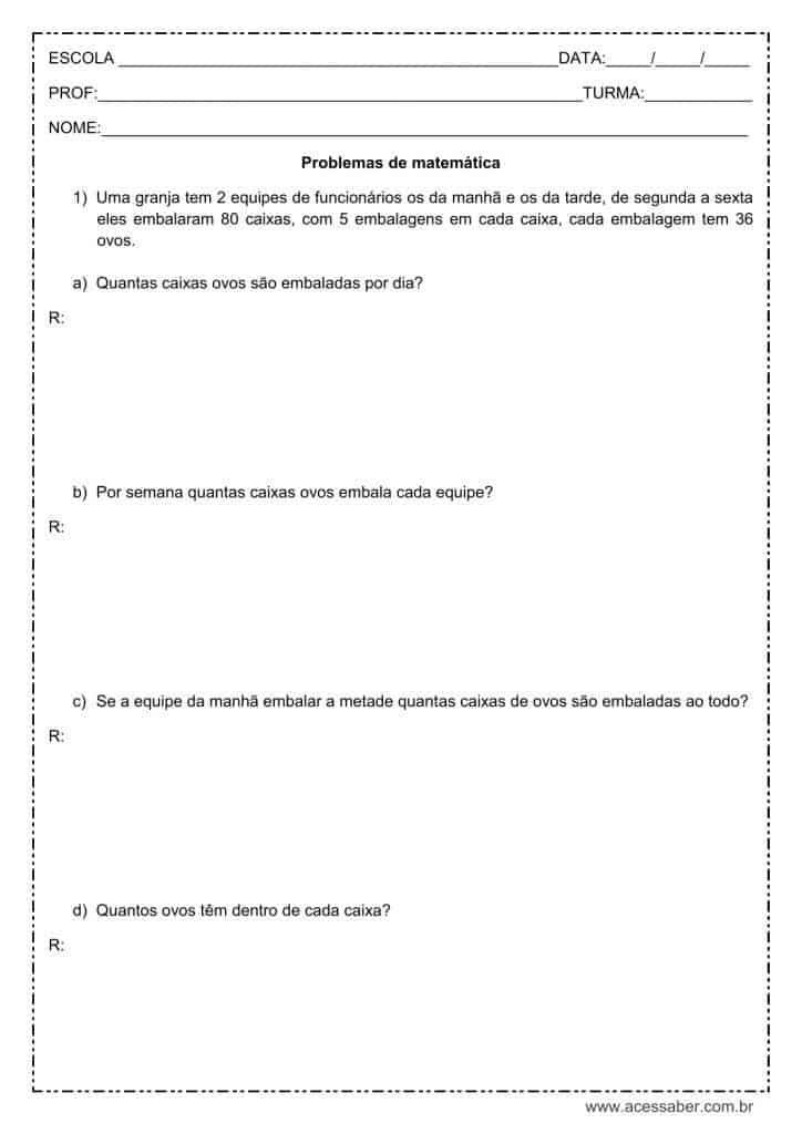 problemas de matemática 4º ou 5º ano