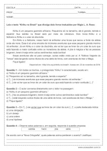 Atividade de português: Nova Ortografia - 7º ano