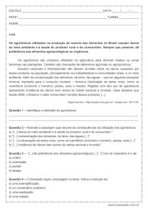 Atividade de português: Travessão duplo – 9º ano Atividade de língua portuguesa: Travessão duplo - 9º ano