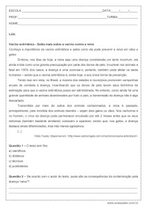 Interpretação de texto: Saiba mais sobre a vacina contra a raiva - 9º ano