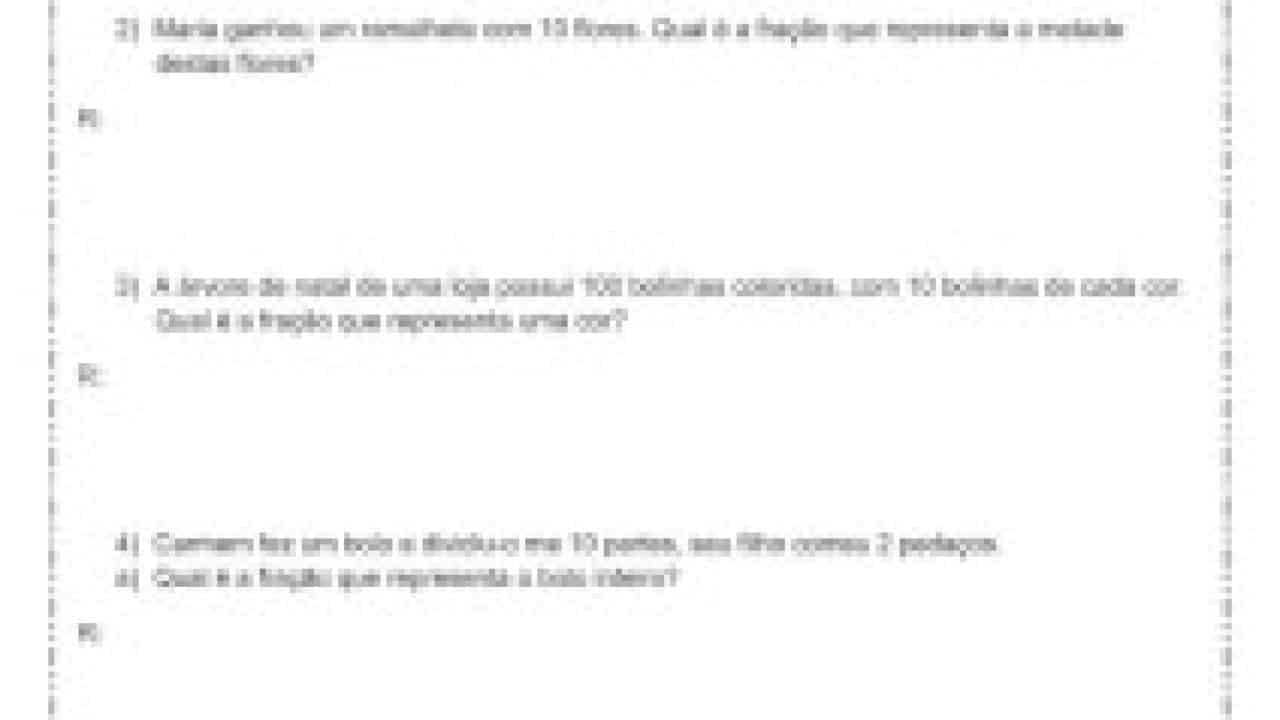 Atividade de matemática: Situações problema - Frações - 5º ano - Acessaber