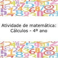 Atividade de matemática: Cálculos - 4ºano