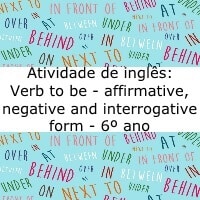 Atividade De Ingles Verb To Be Affirmative Negative And