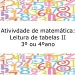 Atividade de matemática: Leitura de Tabela  II – 3º ou 4º ano