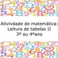 Atividade de matemática: Leitura de Tabela  II – 3º ou 4º ano Atividade de matemática: Leitura de Tabela II - 3º ou 4º ano