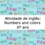 Atividade de inglês: Numbers and colors – 6º ano