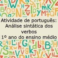 Atividade de língua portuguesa: Análise sintática dos verbos - 1º ano do ensino médio