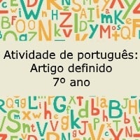 Atividade de português Artigo definido - 7º ano