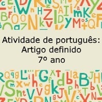 Atividade de português: Artigo definido – 7º ano Atividade de português: Artigo definido - 7º ano