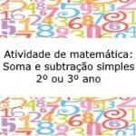 Atividade de matemática: Soma e subtração simples – 2º ou 3º ano