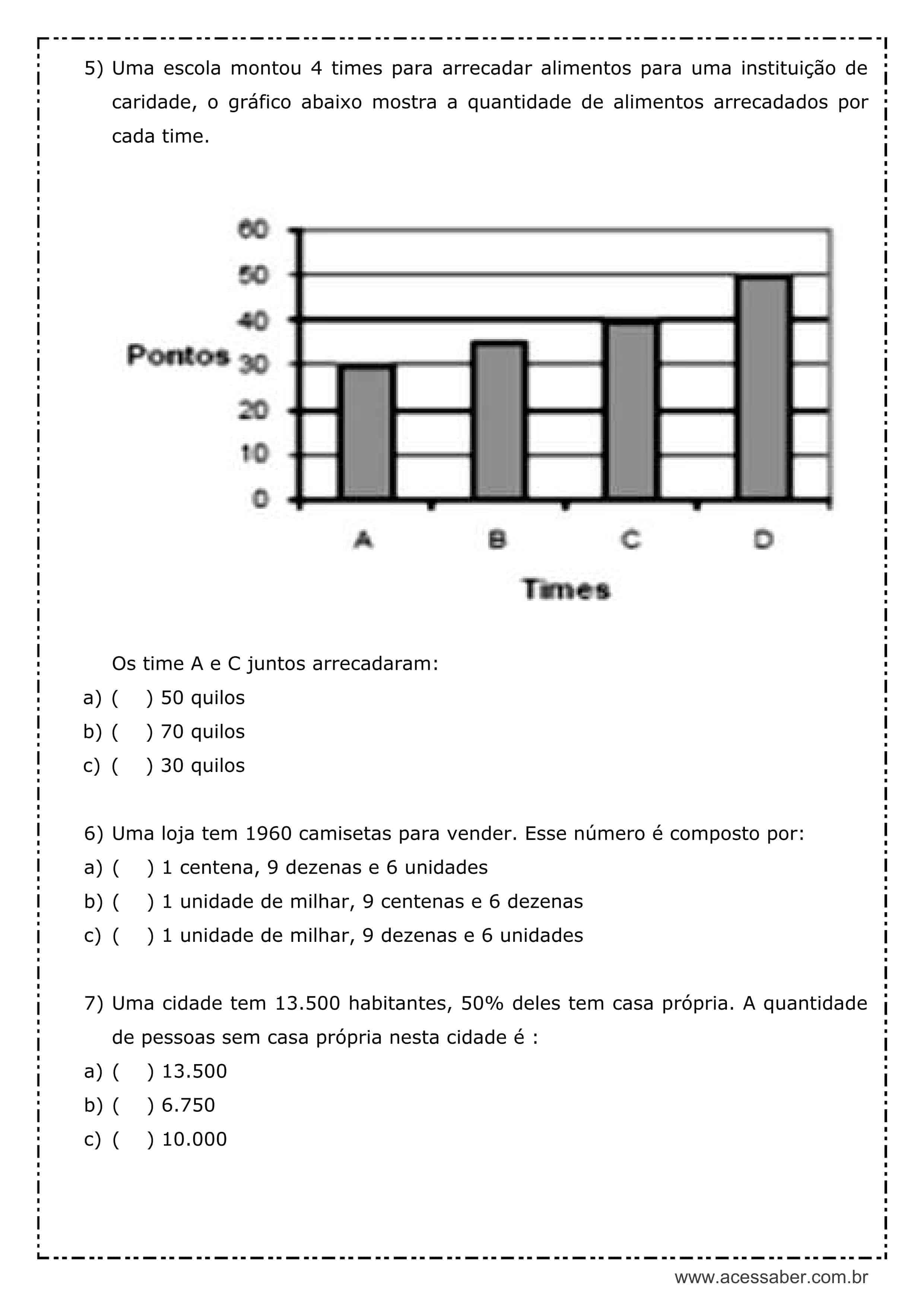 Atividades de Matemática 5° Ano para Imprimir