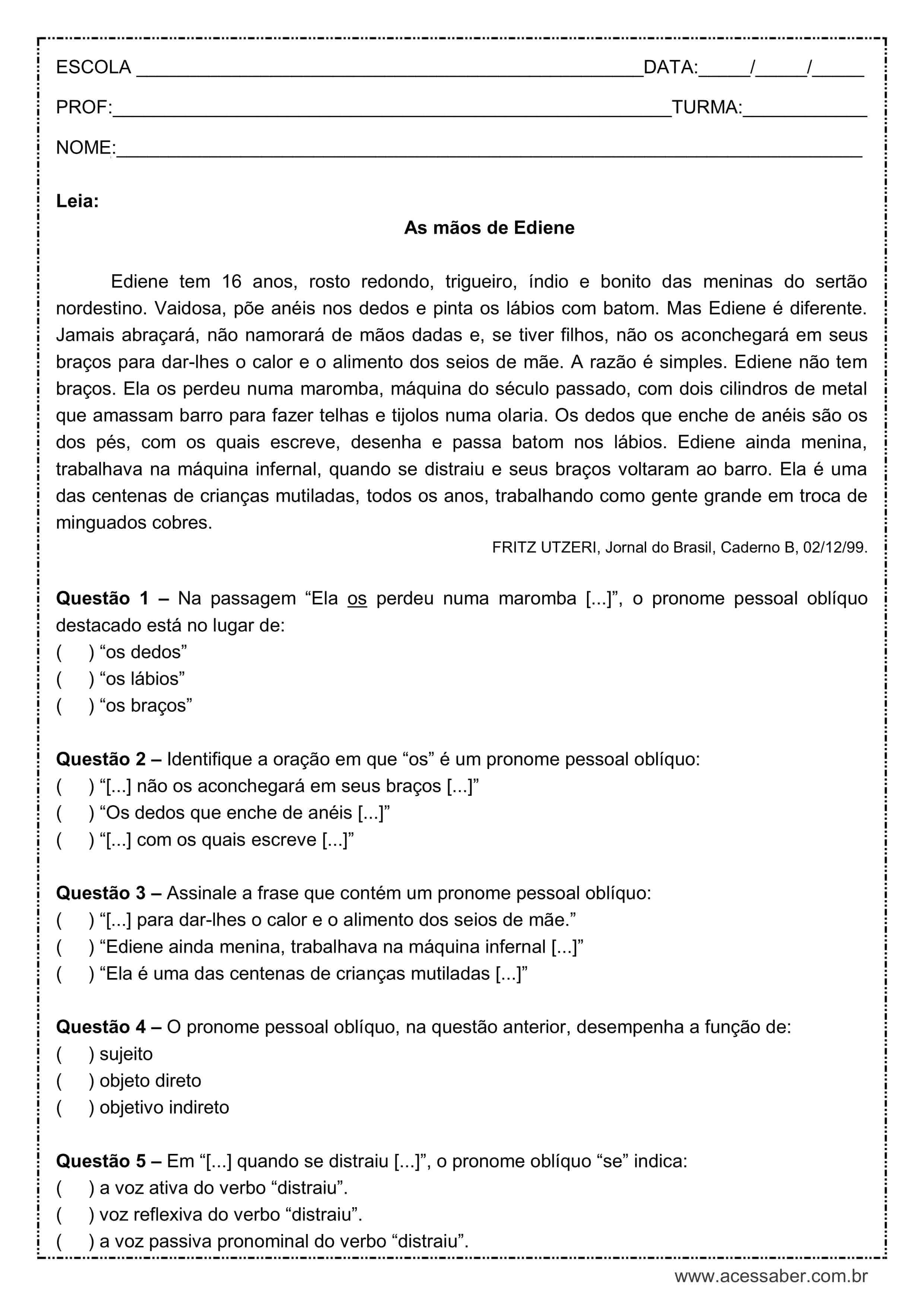 4 - Pronomes Pessoais, PDF, Pronome