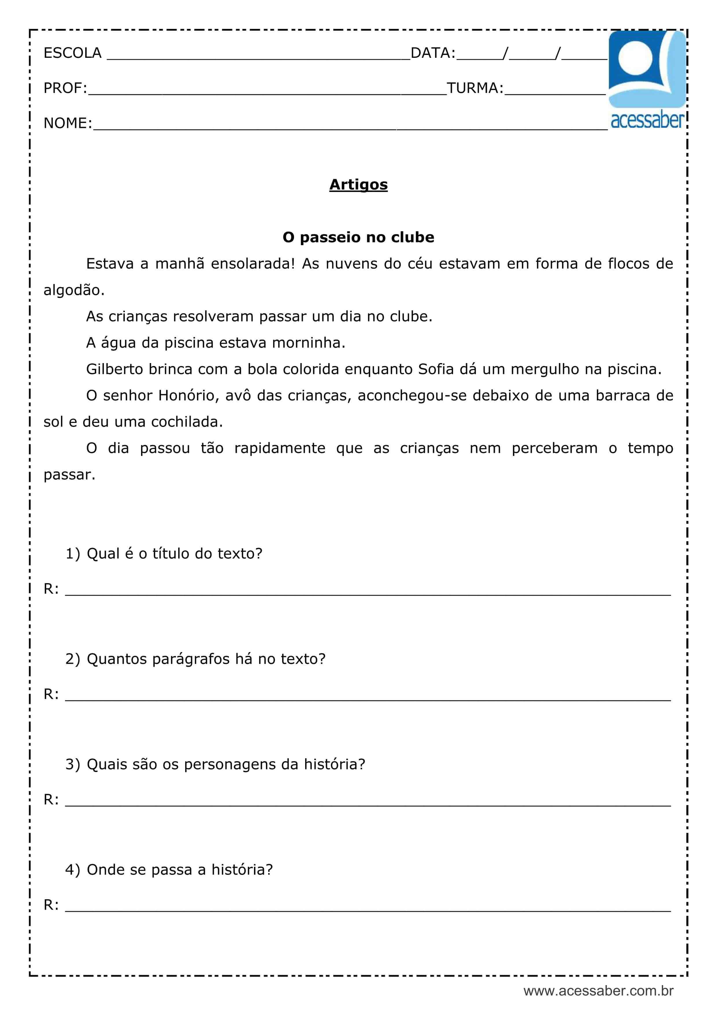 Atividade de História - O Homem e o Trabalho - 4º e 5º ano - Com texto e  gabarito