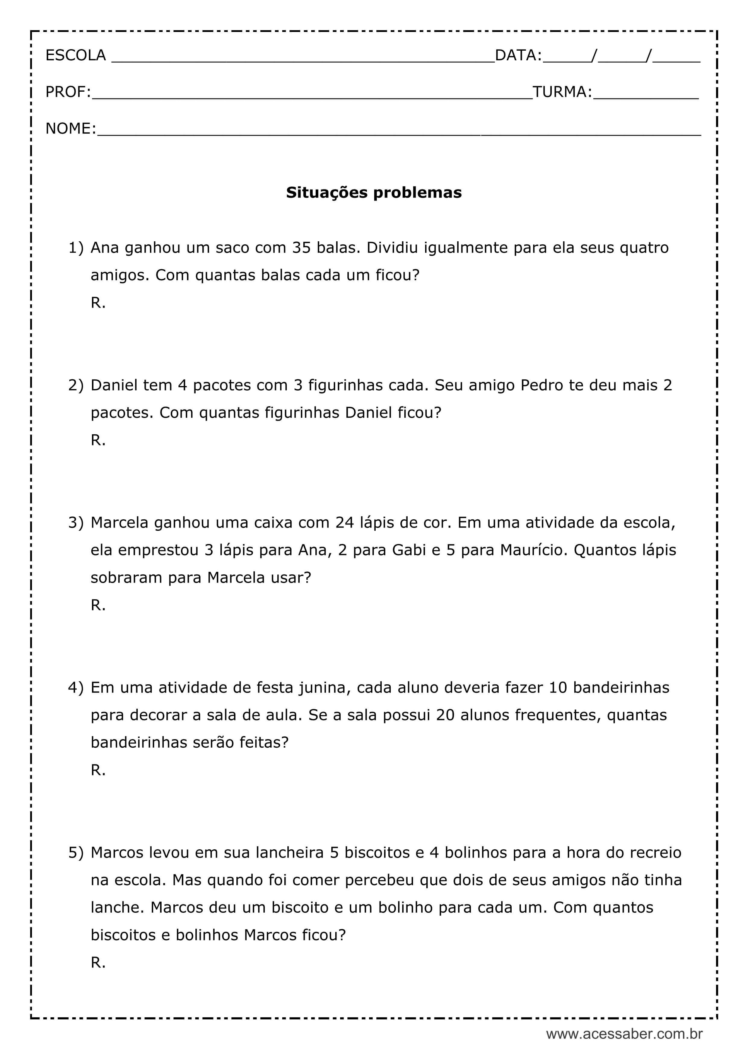 Situação Problema 4 Ano Adição E Subtração - EDULEARN