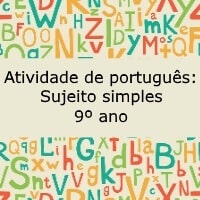 Atividade de português Sujeito simples – 9º ano
