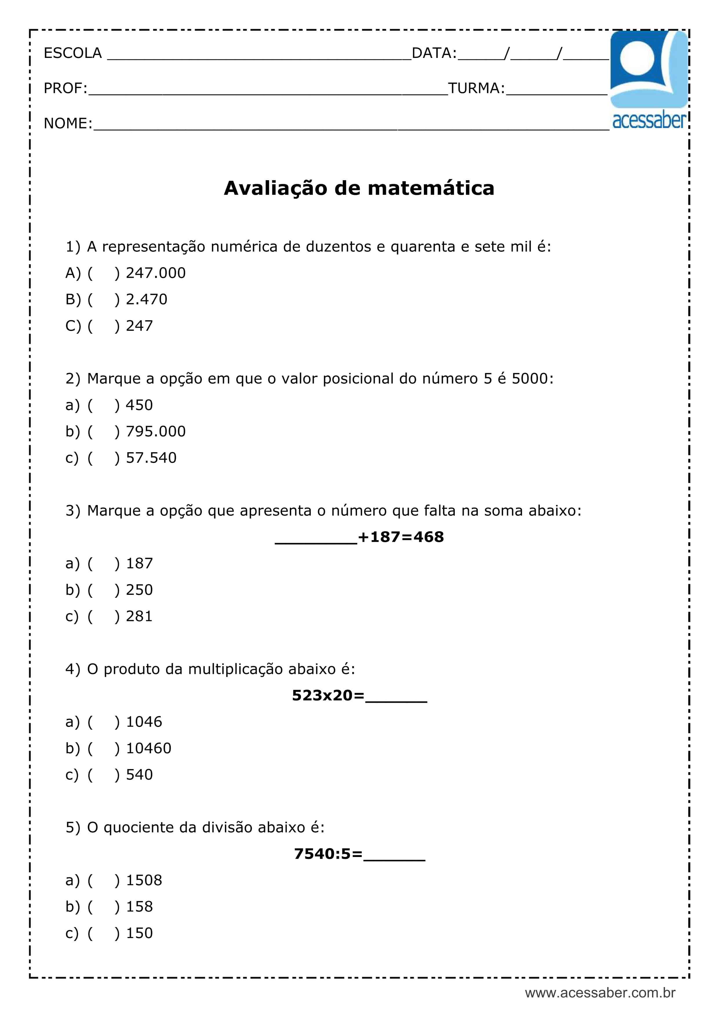 Mat. 4º ano