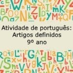 Atividade de português: Artigos definidos – 9º ano.