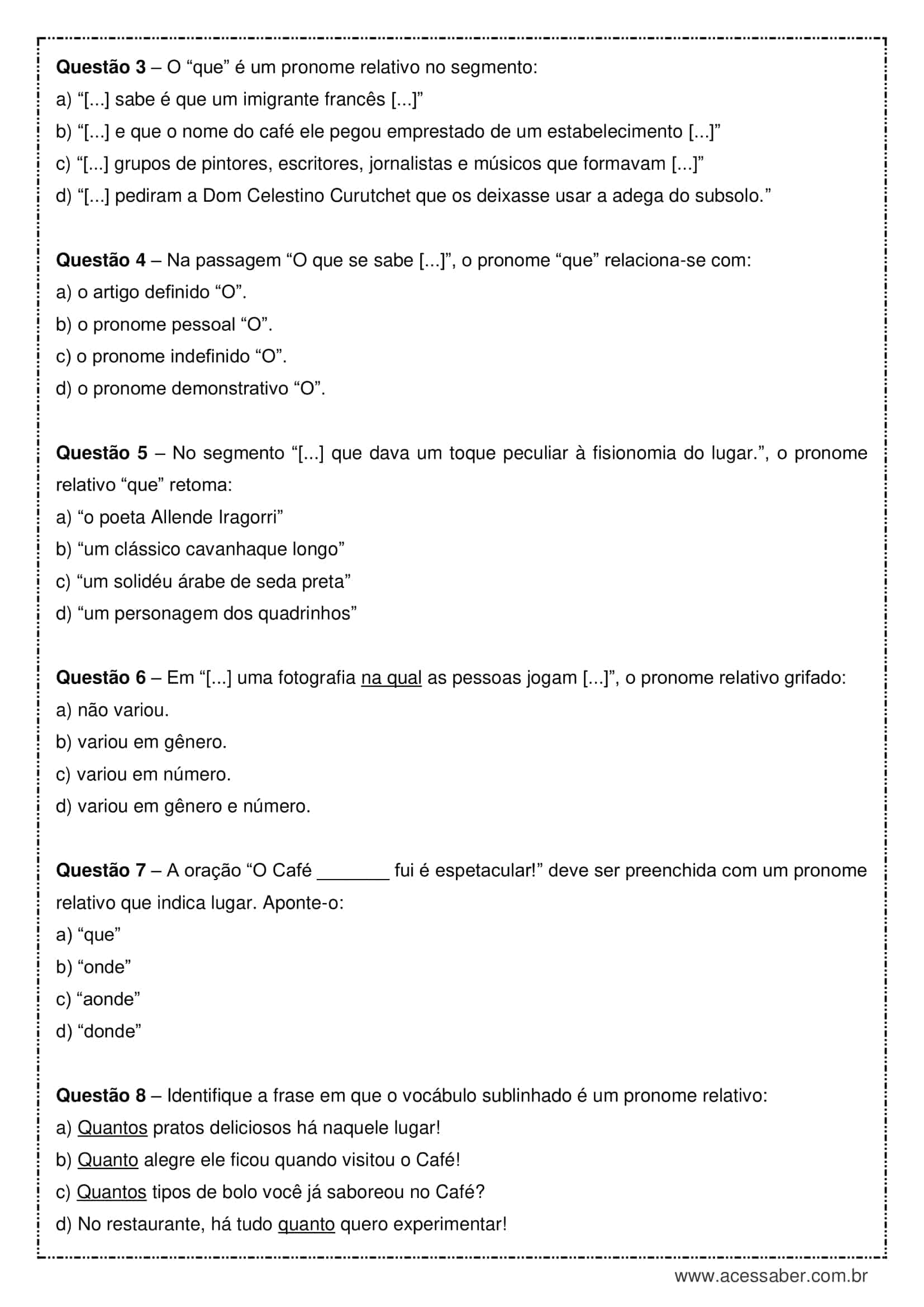 Pronome Relativo, PDF, Pronome