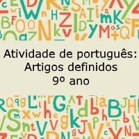 Atividade de português: Artigos definidos - 9º ano