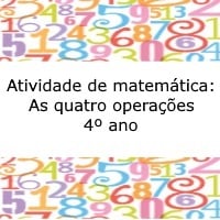 Atividade de matemática: As quatro operações - 4º ano