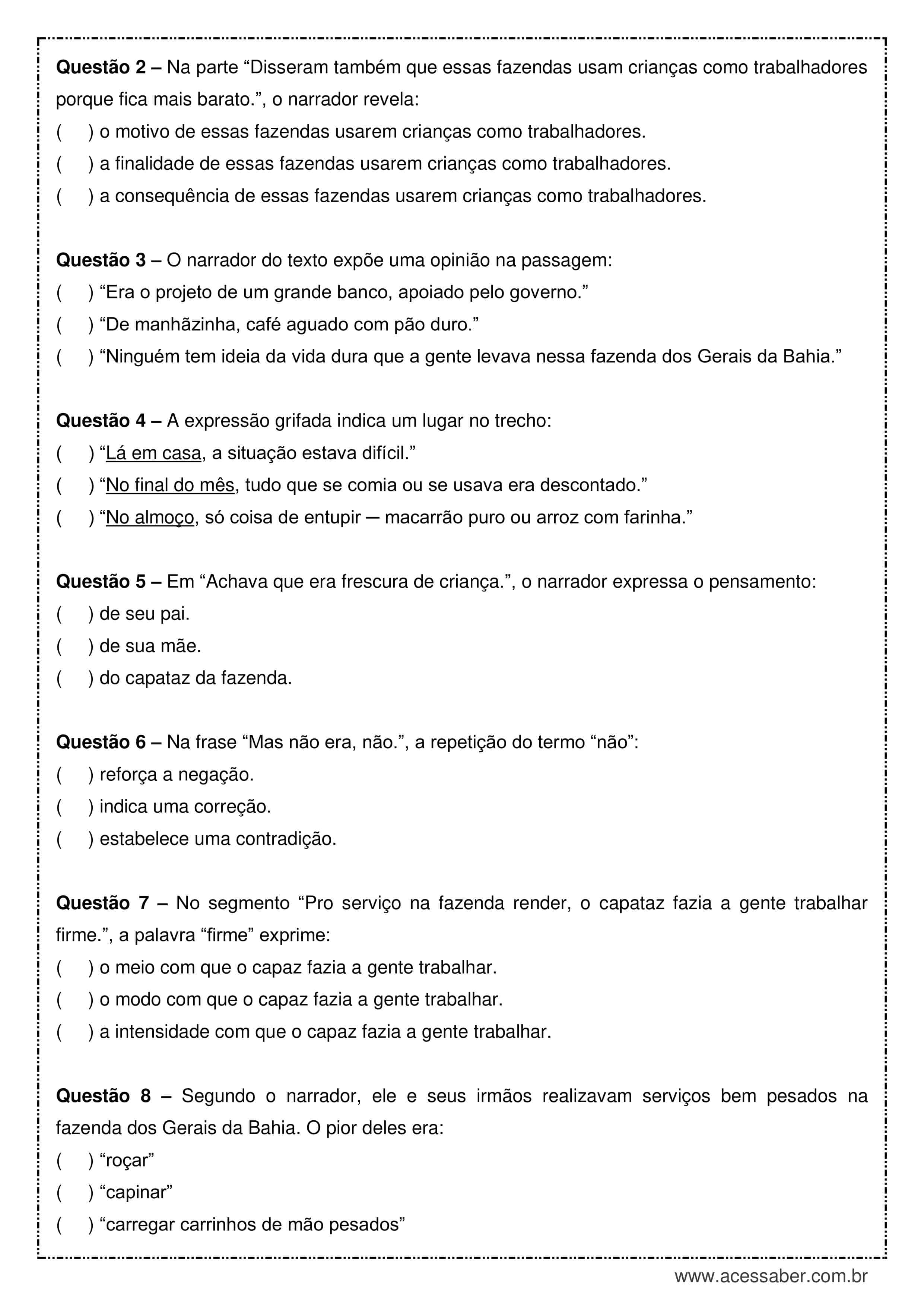 Questões Interpretação de Texto, PDF