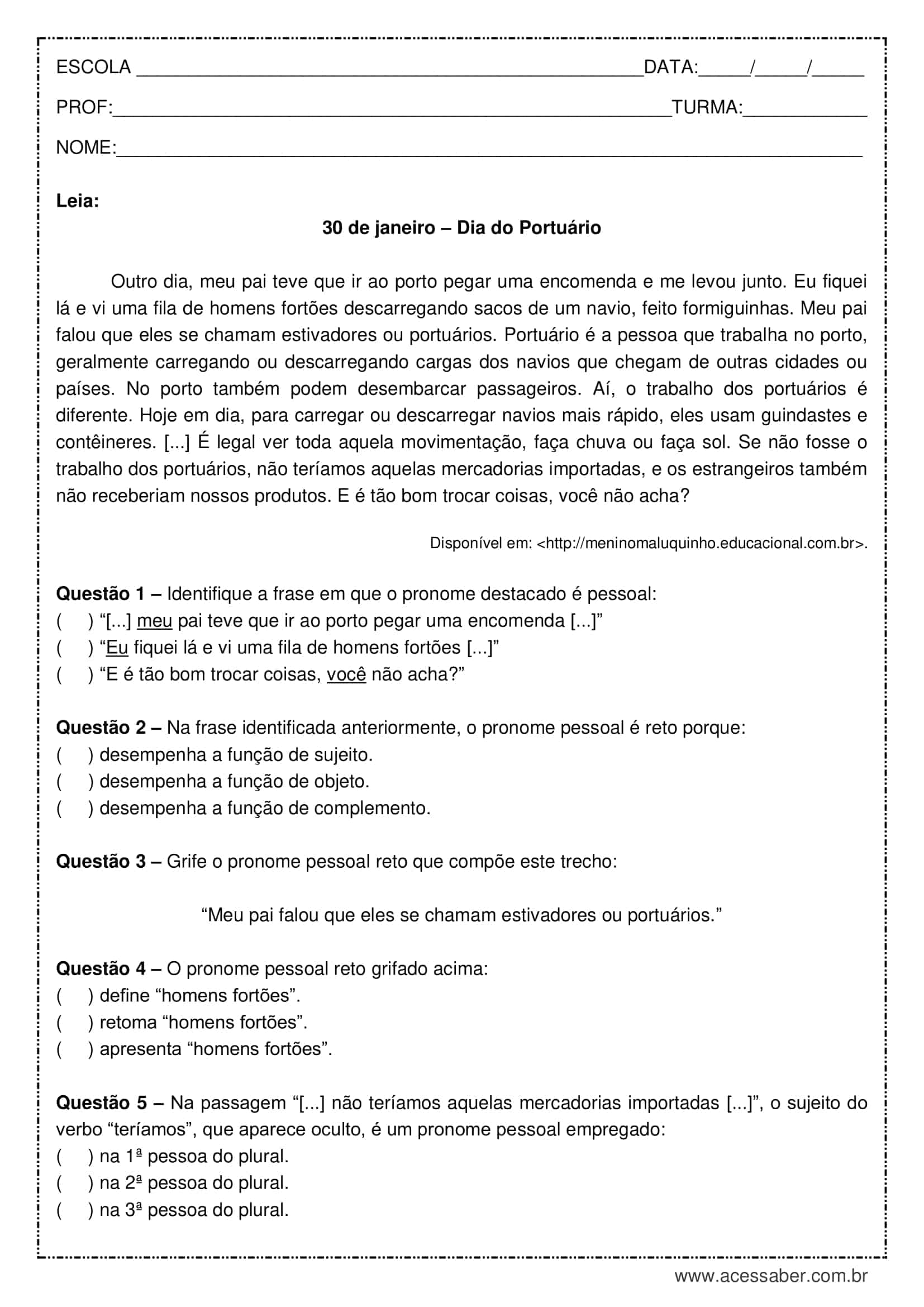 Pronome Pessoal, PDF, Pronome