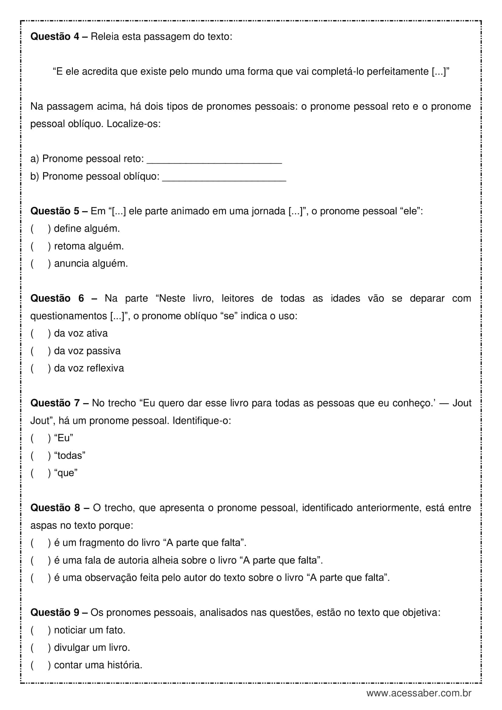 O Que e Pronomes, PDF, Pronome