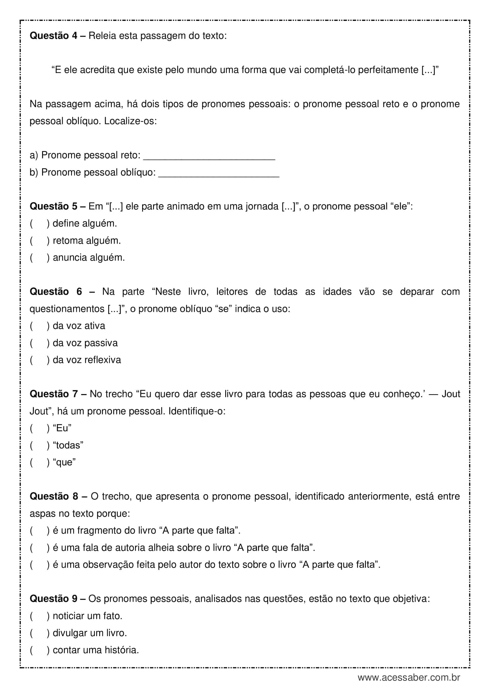 4 - Pronomes Pessoais, PDF, Pronome