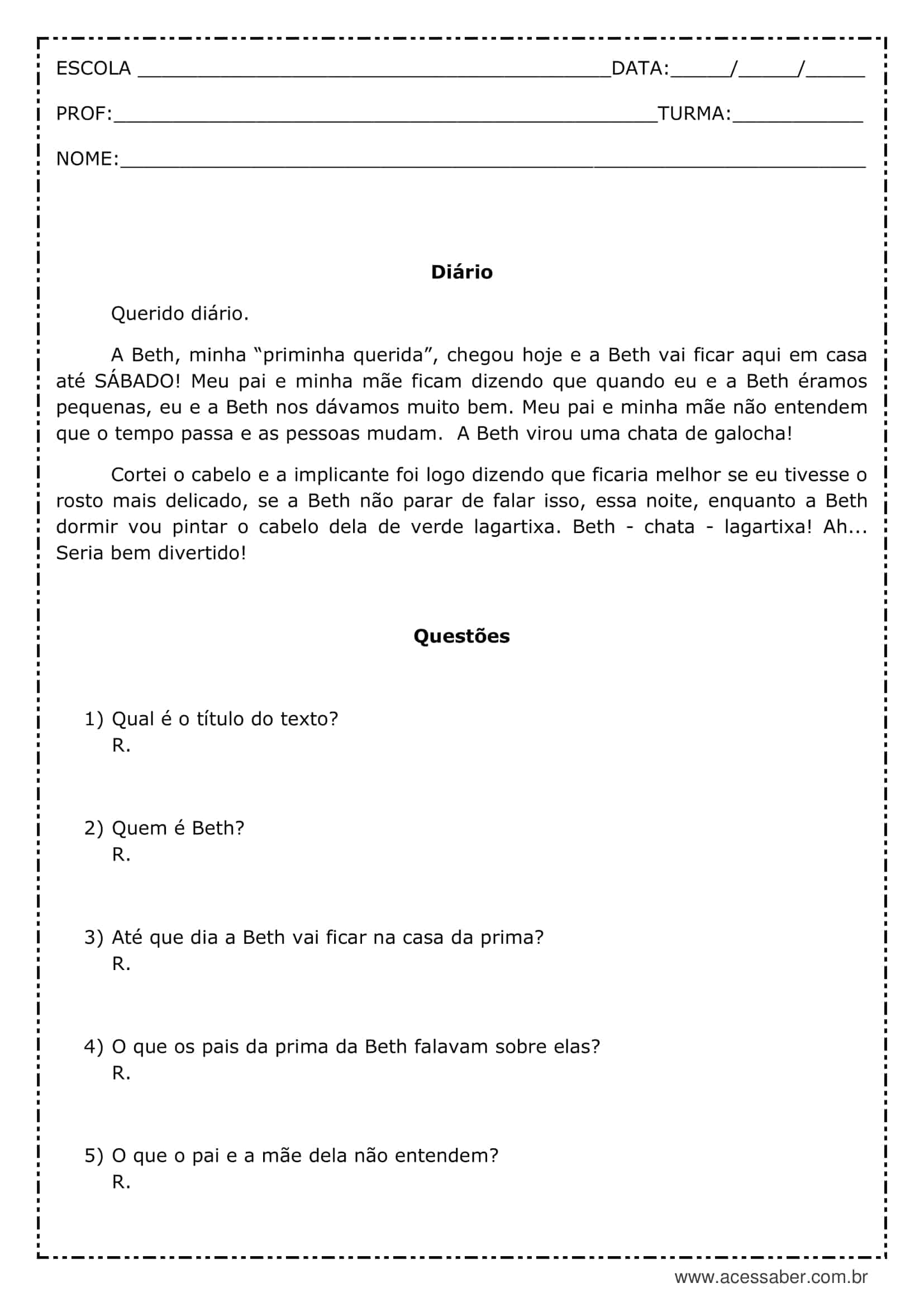 Interpretação de texto: Rostos assustadores - 3º ano - Acessaber