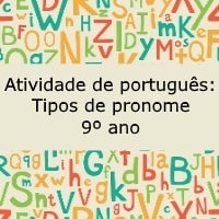 Atividade de português: Tipos de pronome - 9º ano