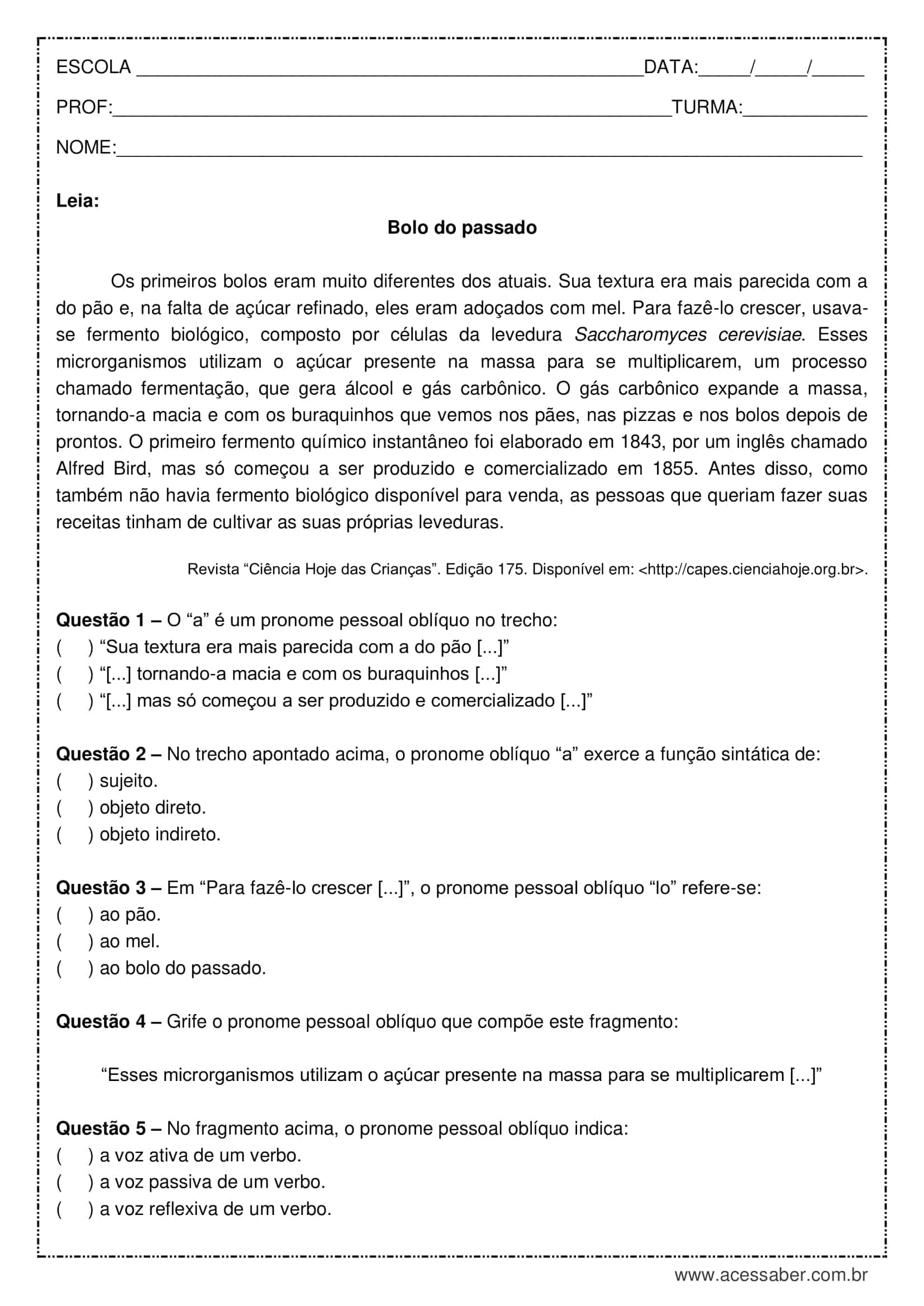 Atividades Diversas, PDF, Pronome